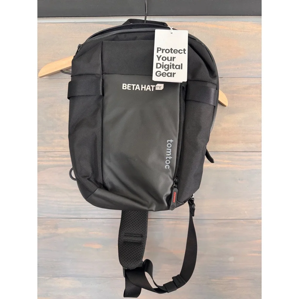 Tomtoc Explorer-A54 Sling Bag Black Beta Hat Tech Shoulder Bag A54D2D1 NWT Logo
